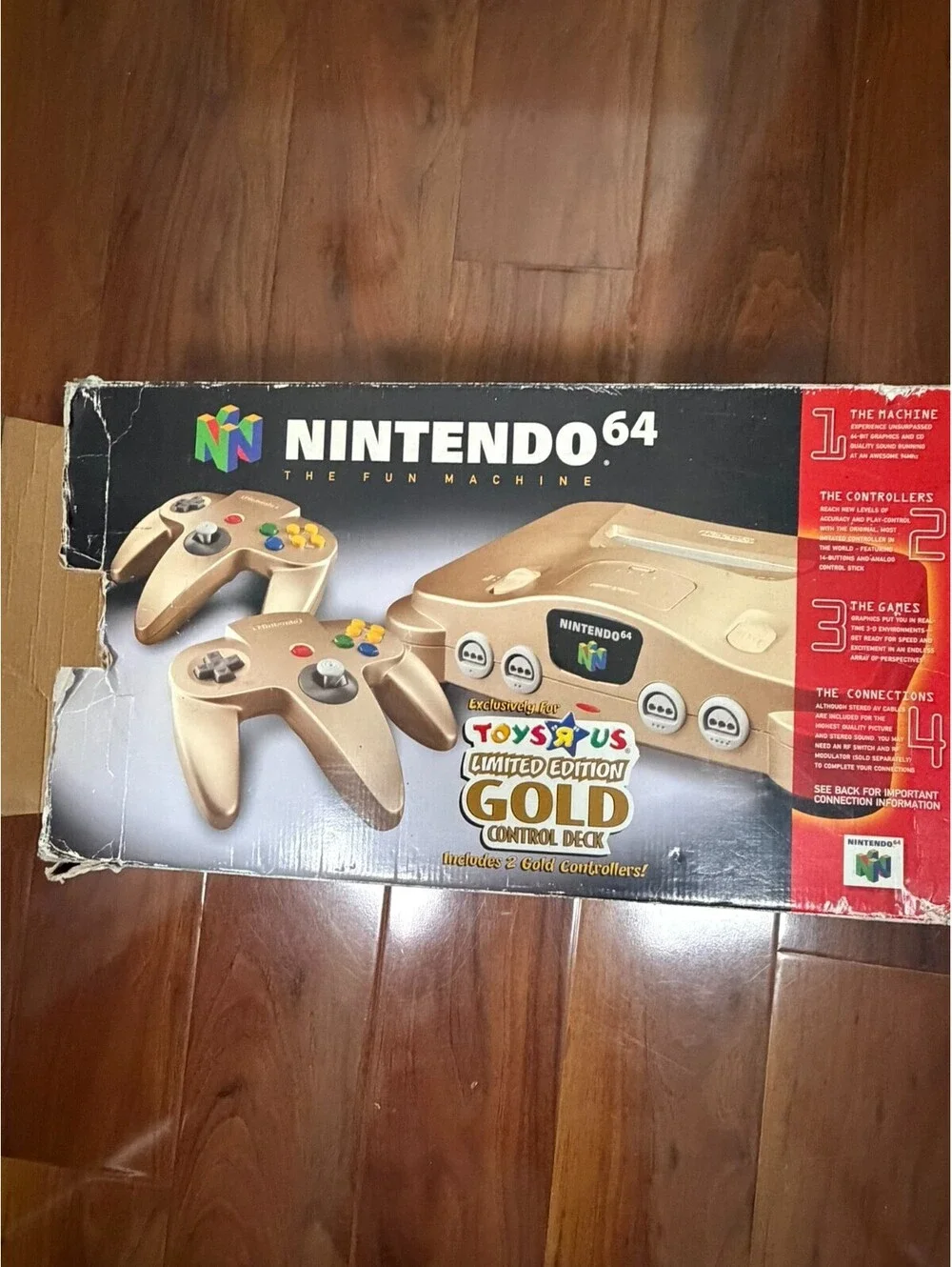 Nintendo 64 Toys 'R' Us Limited Edition Gold Console w/ Box, 2 Controllers N64
